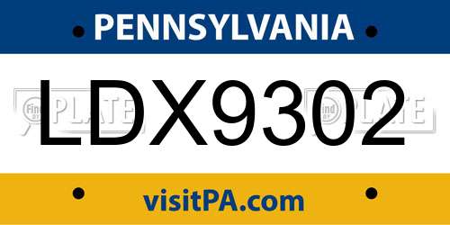 LDX9302 Pennsylvania License Plate