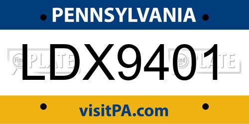 LDX9401 Pennsylvania License Plate