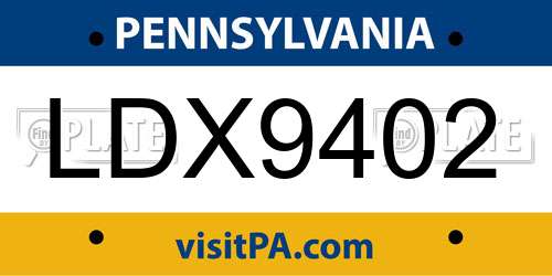 LDX9402 Pennsylvania License Plate