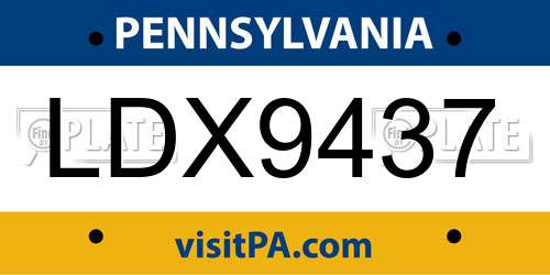 LDX9437 Pennsylvania License Plate