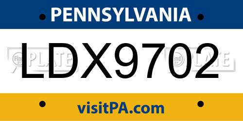 LDX9702 Pennsylvania License Plate