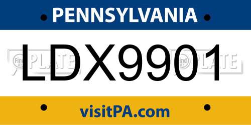 LDX9901 Pennsylvania License Plate
