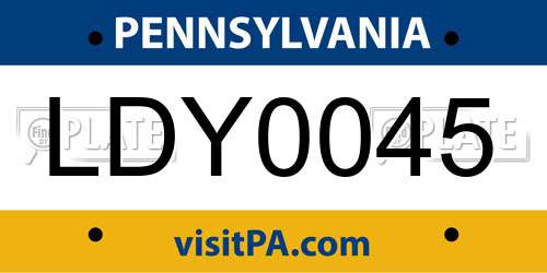 LDY0045 Pennsylvania License Plate