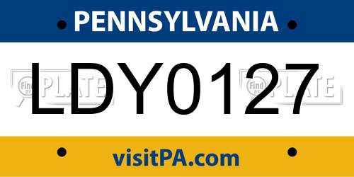 LDY0127 Pennsylvania License Plate