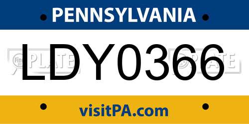 LDY0366 Pennsylvania License Plate