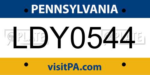 LDY0544 Pennsylvania License Plate