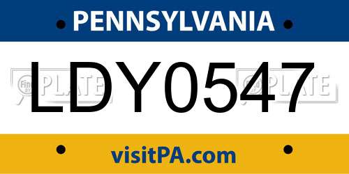 LDY0547 Pennsylvania License Plate