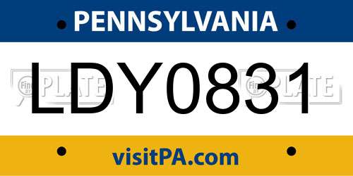 LDY0831 Pennsylvania License Plate