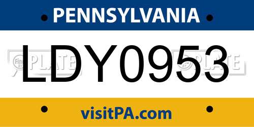 LDY0953 Pennsylvania License Plate