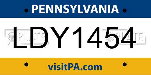 LDY1454 Pennsylvania License Plate