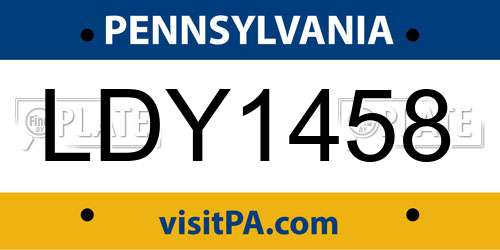 LDY1458 Pennsylvania License Plate