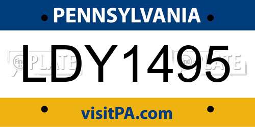 LDY1495 Pennsylvania License Plate