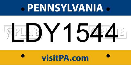 LDY1544 Pennsylvania License Plate