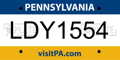 LDY1554 Pennsylvania License Plate