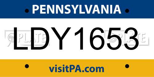LDY1653 Pennsylvania License Plate
