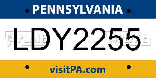 LDY2255 Pennsylvania License Plate