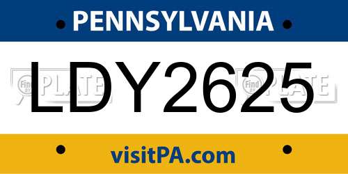 LDY2625 Pennsylvania License Plate