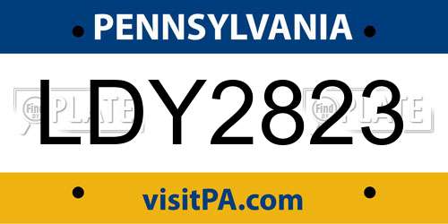 LDY2823 Pennsylvania License Plate