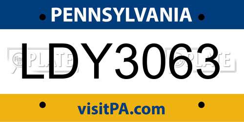 LDY3063 Pennsylvania License Plate