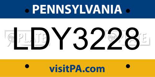 LDY3228 Pennsylvania License Plate