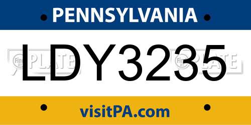 LDY3235 Pennsylvania License Plate
