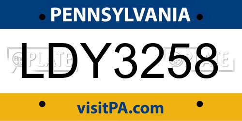 LDY3258 Pennsylvania License Plate