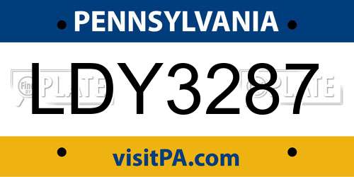 LDY3287 Pennsylvania License Plate