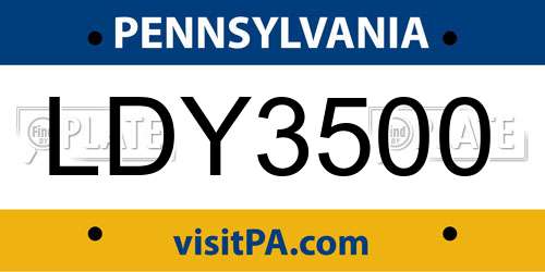 LDY3500 Pennsylvania License Plate