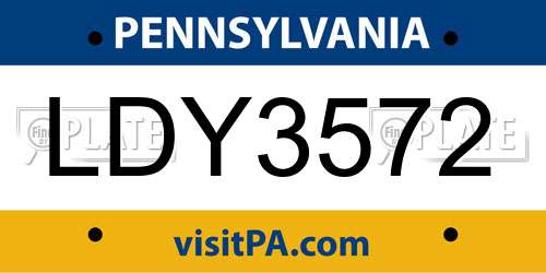 LDY3572 Pennsylvania License Plate