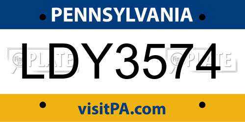 LDY3574 Pennsylvania License Plate