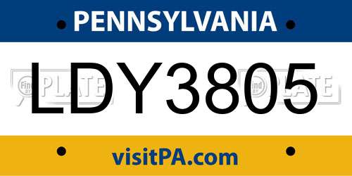 LDY3805 Pennsylvania License Plate