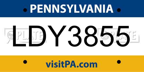 LDY3855 Pennsylvania License Plate