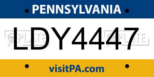 LDY4447 Pennsylvania License Plate