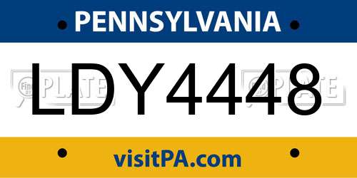 LDY4448 Pennsylvania License Plate