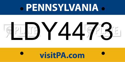 LDY4473 Pennsylvania License Plate