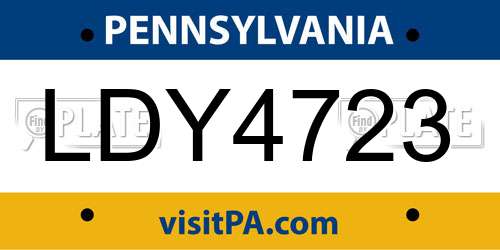 LDY4723 Pennsylvania License Plate