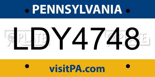 LDY4748 Pennsylvania License Plate