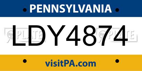 LDY4874 Pennsylvania License Plate