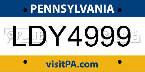 LDY4999 Pennsylvania License Plate