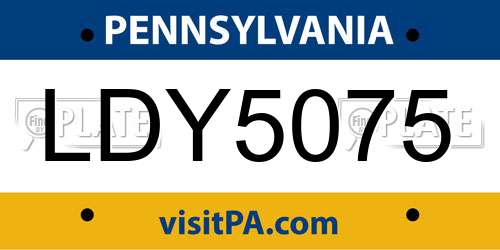 LDY5075 Pennsylvania License Plate