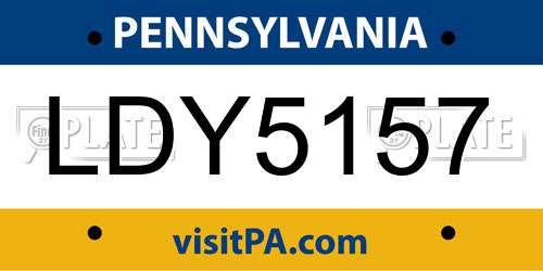 LDY5157 Pennsylvania License Plate