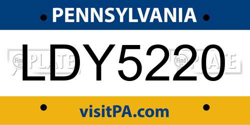 LDY5220 Pennsylvania License Plate