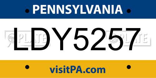 LDY5257 Pennsylvania License Plate