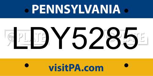 LDY5285 Pennsylvania License Plate