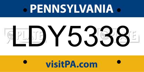 LDY5338 Pennsylvania License Plate