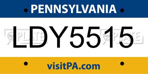 LDY5515 Pennsylvania License Plate