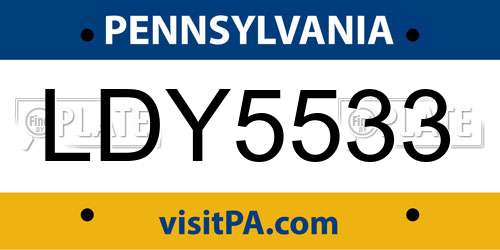 LDY5533 Pennsylvania License Plate
