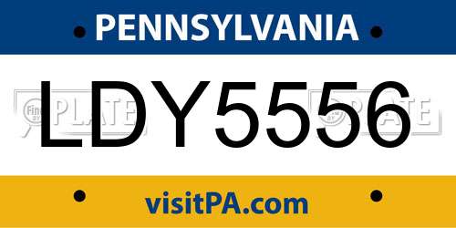 LDY5556 Pennsylvania License Plate