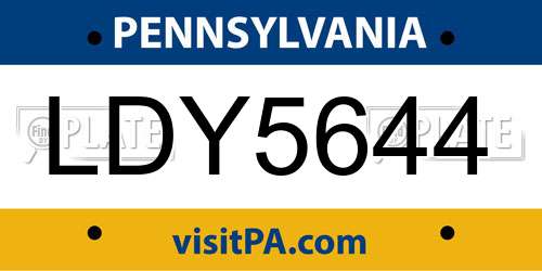LDY5644 Pennsylvania License Plate
