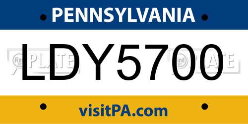 LDY5700 Pennsylvania License Plate